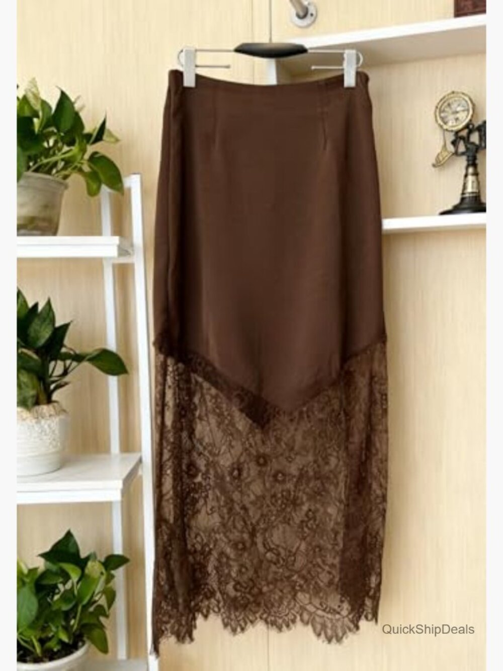 Silky Satin High Elastic Waist A-Line Patchwork Boho Maxi Skirt - Picture 6 of 7